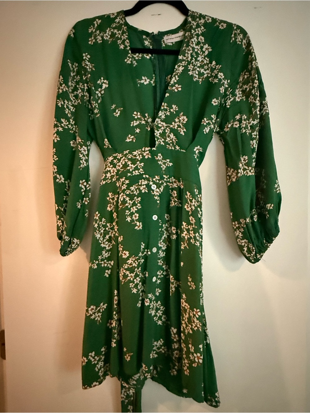 Faithfull the Brand Green Button-Front Floral Mini Dress